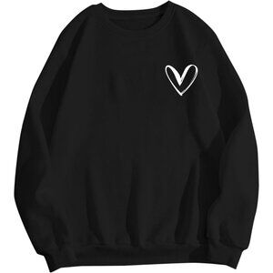 ⚡Women Black Imported Graphic Crewneck Casual Long Sleeve Pullover Sweatshirt